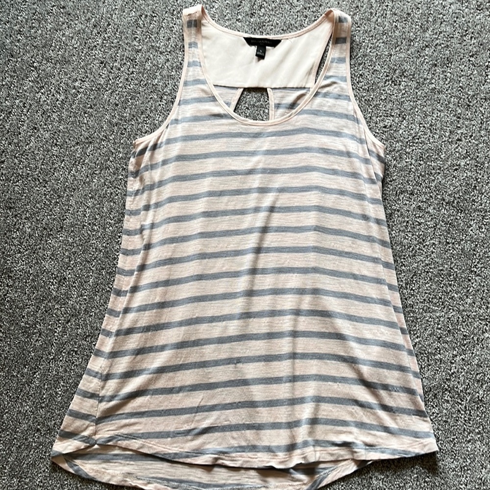 Banana Republic pink/grey striped tank